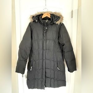 Eddie Bauer Waterproof Down Jacket Parka Faux Fur Hood 650 Fill Power